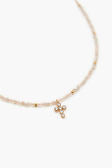 Beaded Cross Charm Necklace