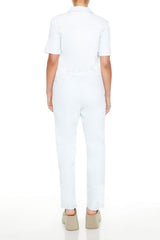 Button-Front Denim Jumpsuit