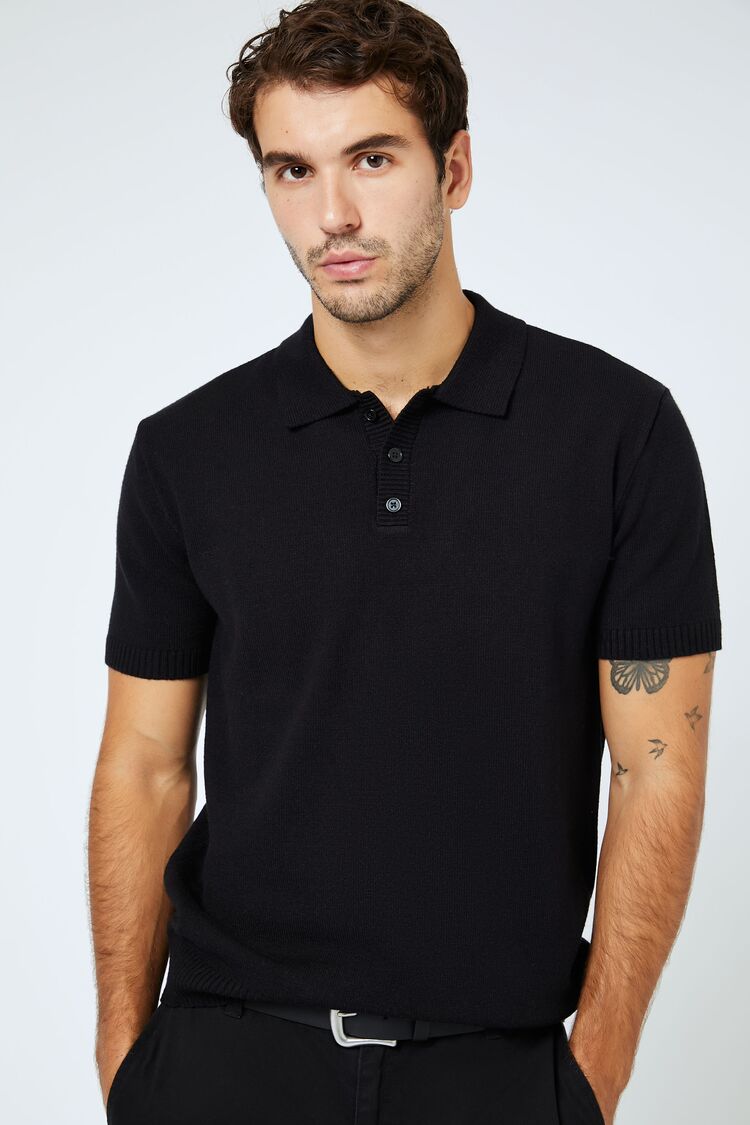 Sweater-Knit Polo Shirt