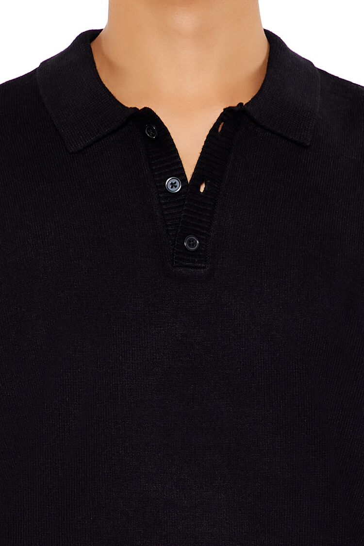 Sweater-Knit Polo Shirt