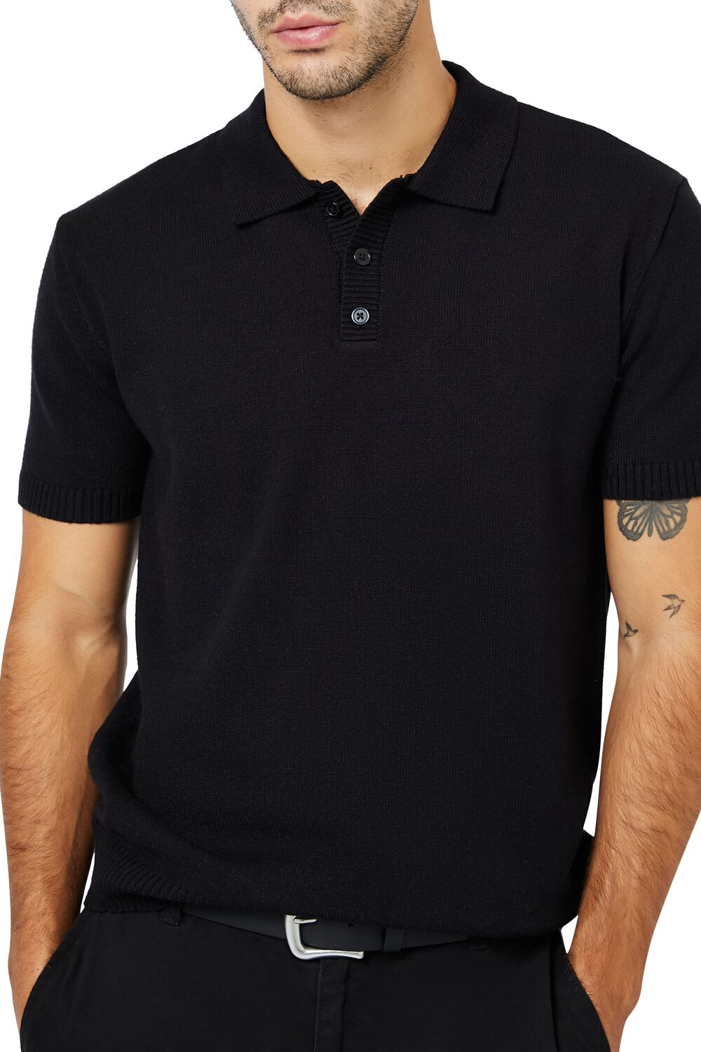 Sweater-Knit Polo Shirt