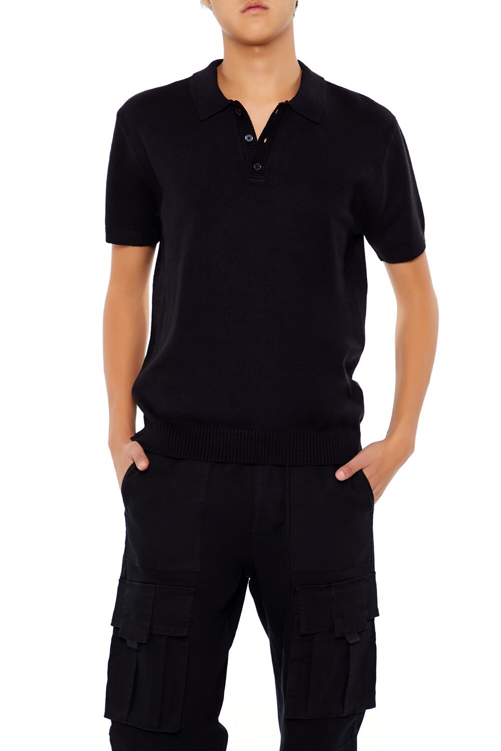 Sweater-Knit Polo Shirt