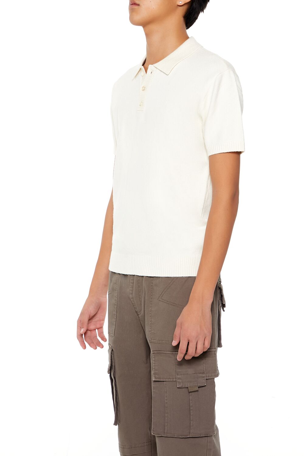 Sweater-Knit Polo Shirt