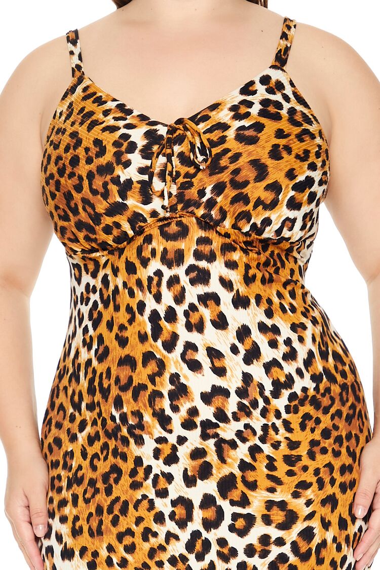 Plus Size Leopard Print Midi Dress