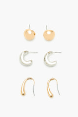 Stud & Geo Hoop Earring Set
