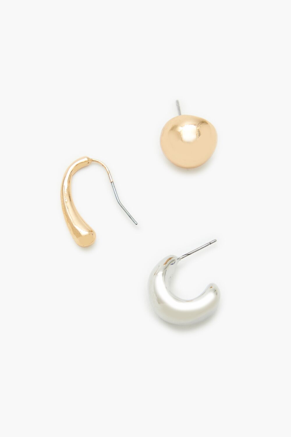 Stud & Geo Hoop Earring Set