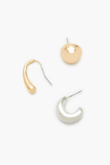 Stud & Geo Hoop Earring Set