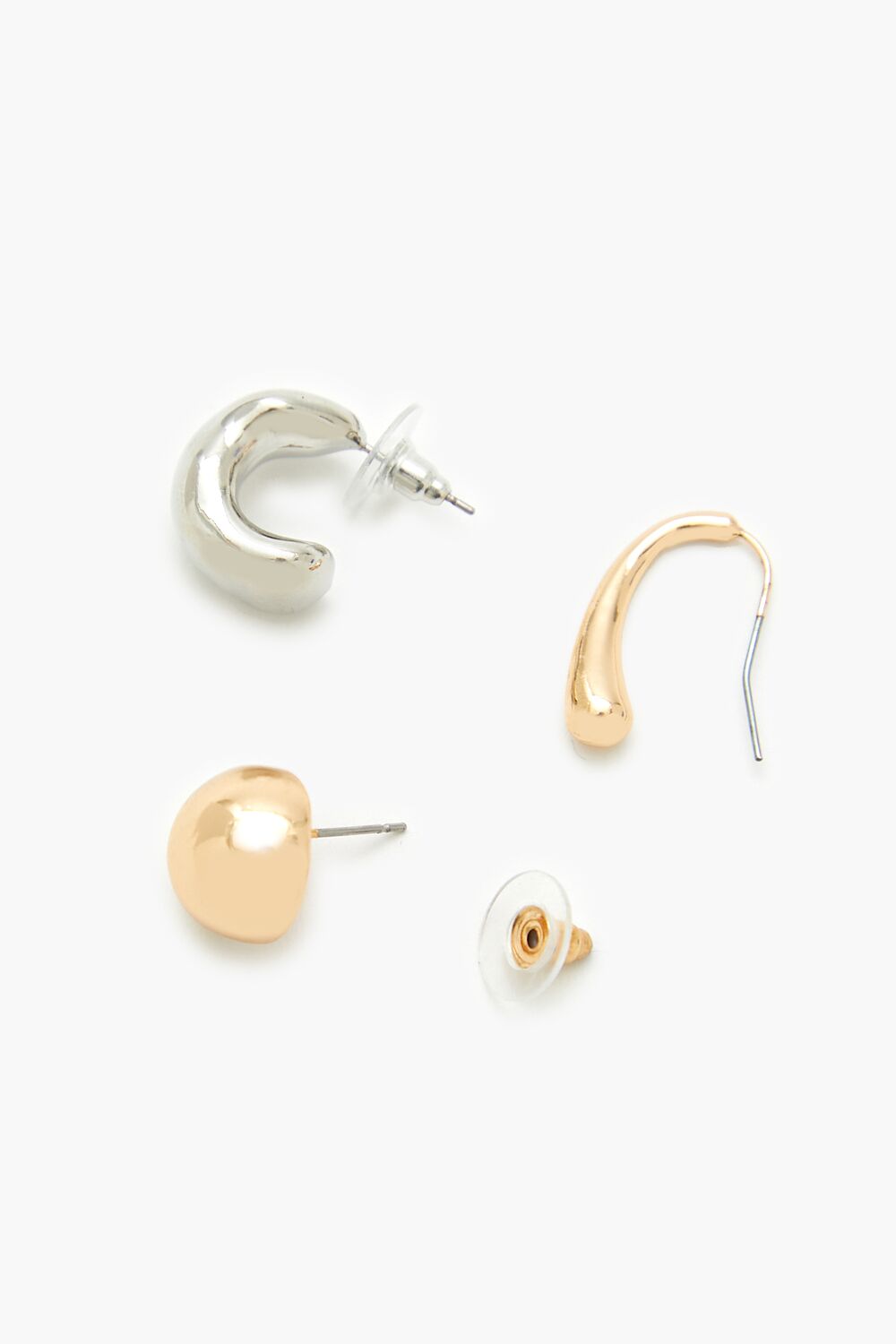 Stud & Geo Hoop Earring Set