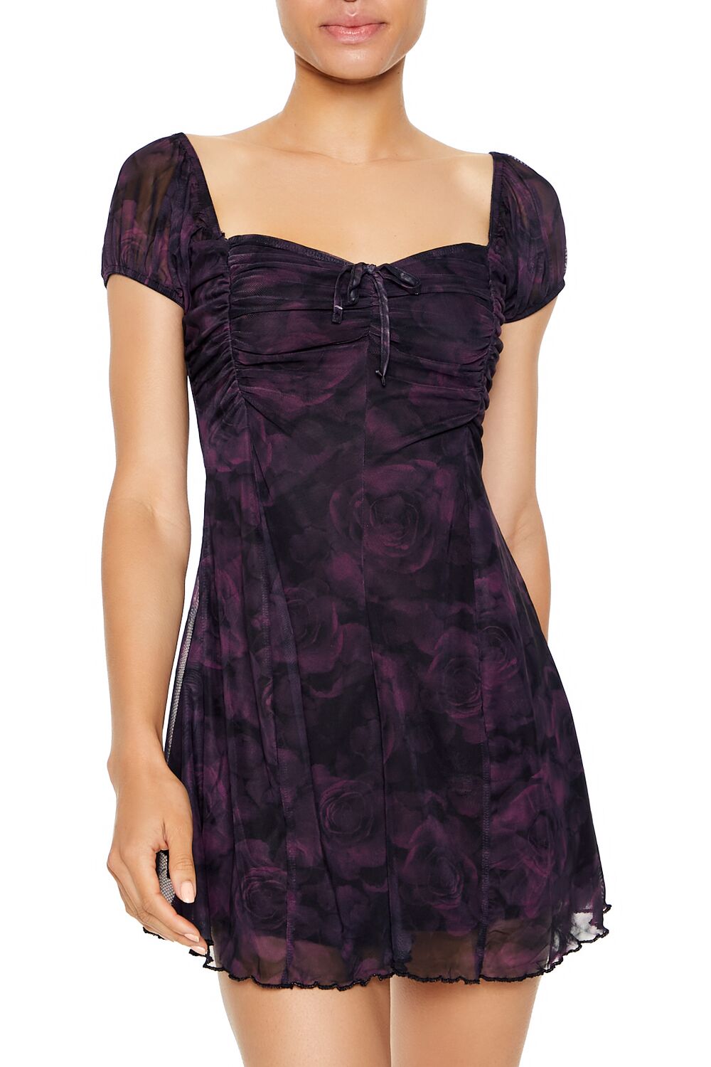 Ruched Floral Mini Skort Dress