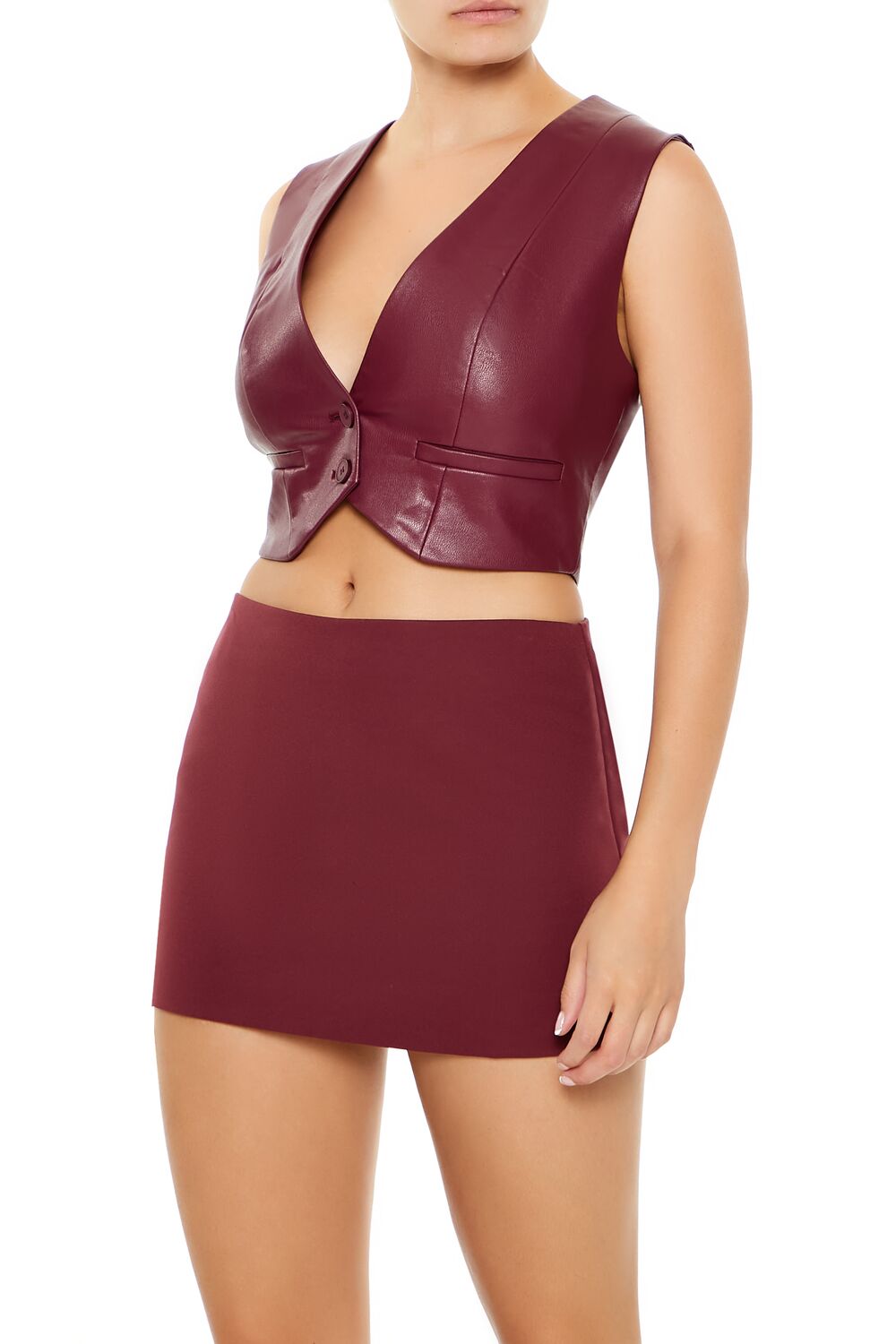 Faux Leather Cropped Vest