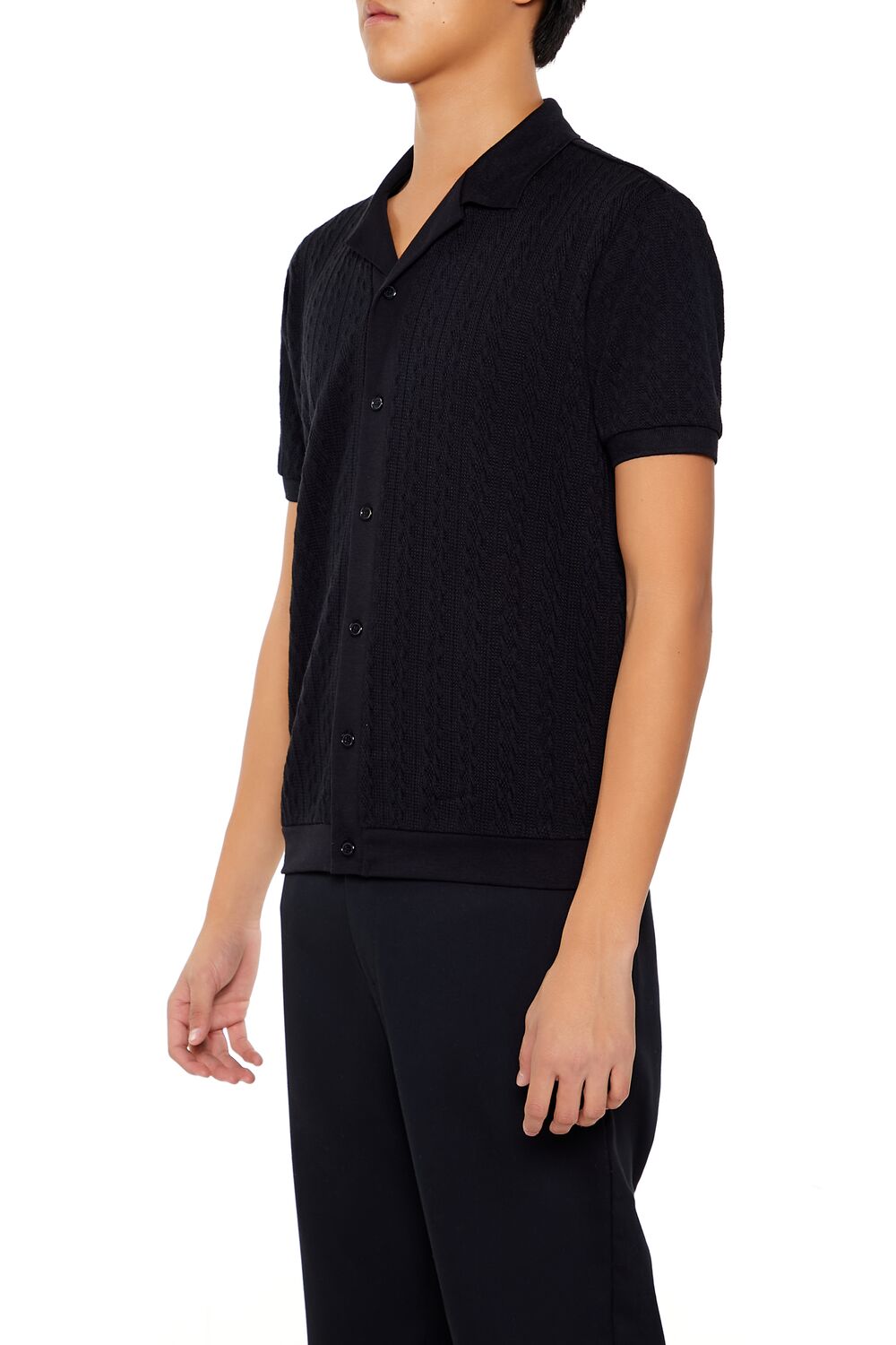 Cable Sweater-Knit Shirt