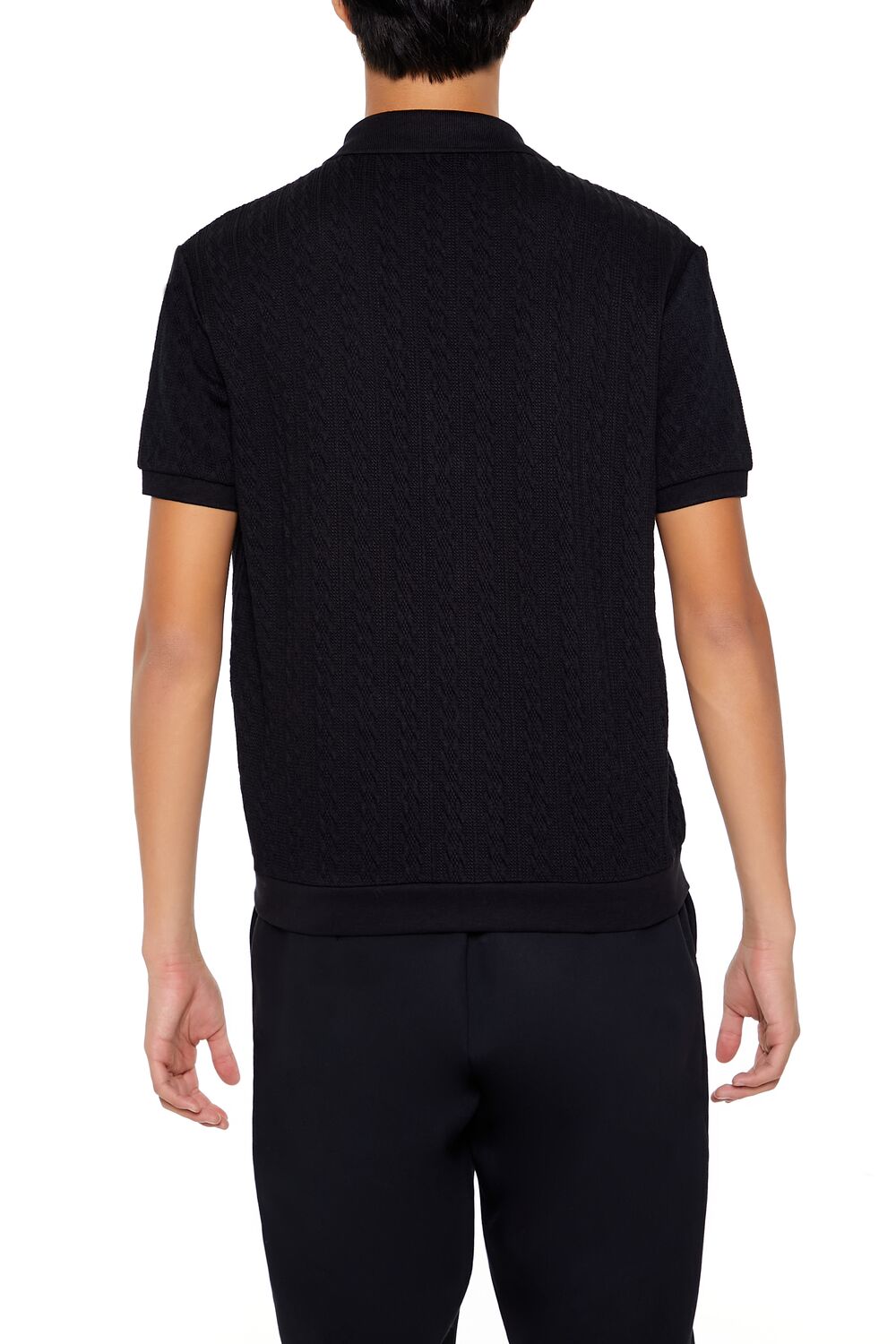 Cable Sweater-Knit Shirt