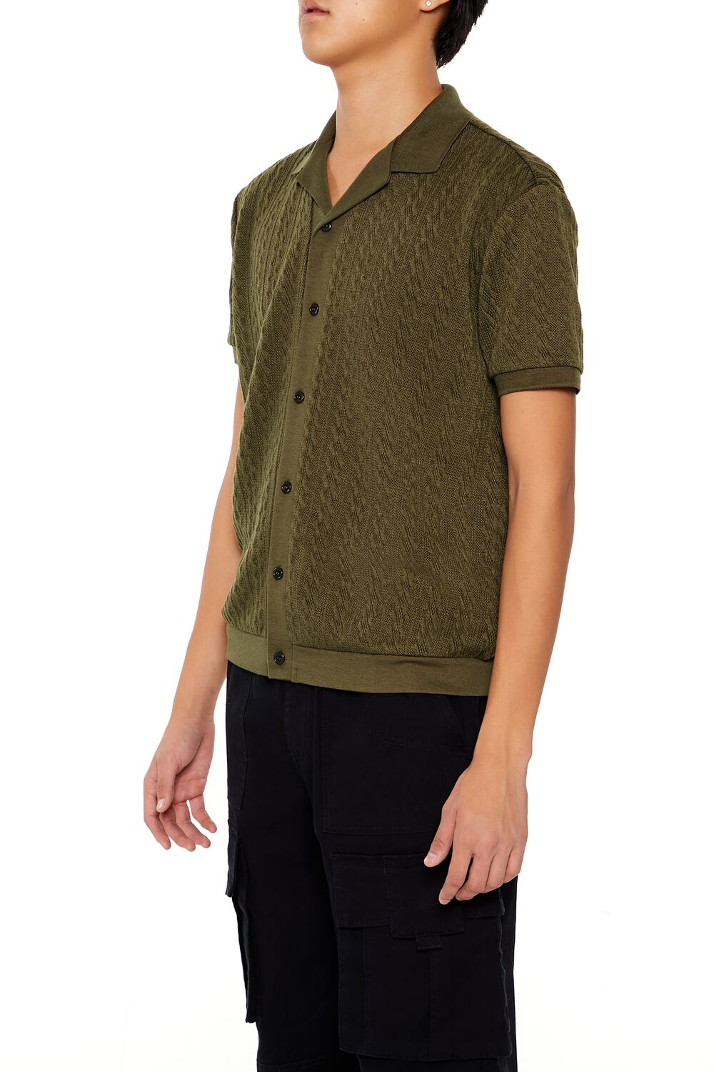 Cable Sweater-Knit Shirt