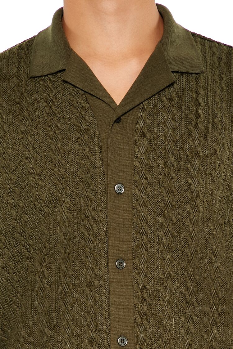 Cable Sweater-Knit Shirt