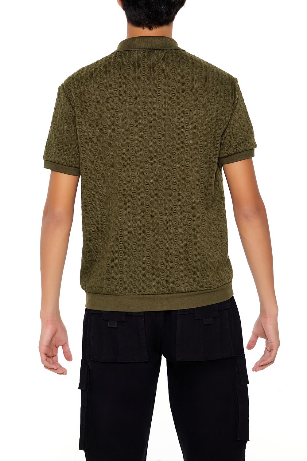 Cable Sweater-Knit Shirt