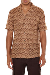 Chevron Textured Button-Front Shirt