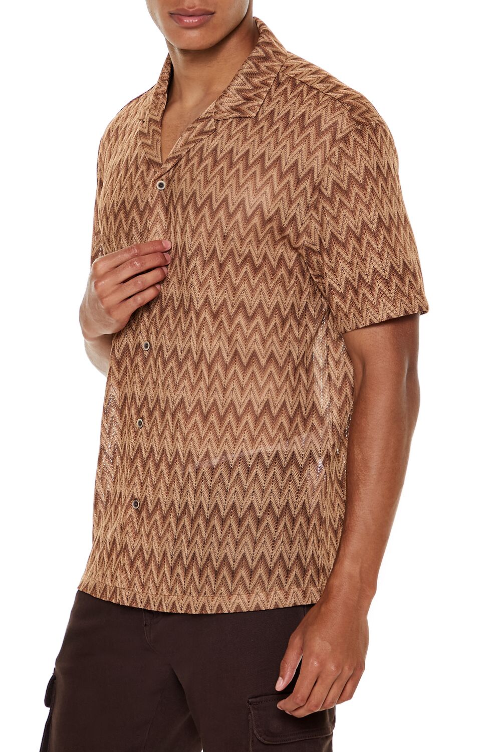 Chevron Textured Button-Front Shirt