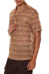 Chevron Textured Button-Front Shirt