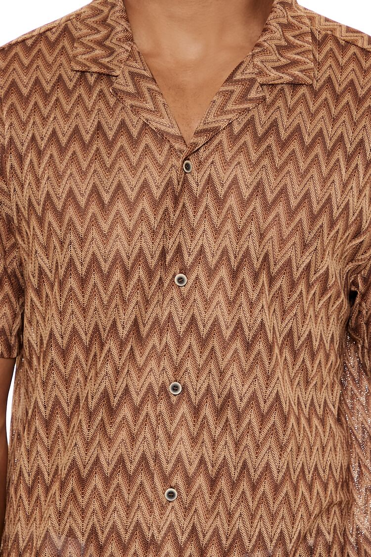 Chevron Textured Button-Front Shirt
