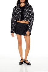 Floral Print Puffer Jacket