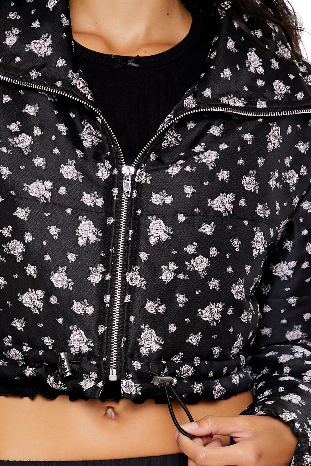 Floral Print Puffer Jacket