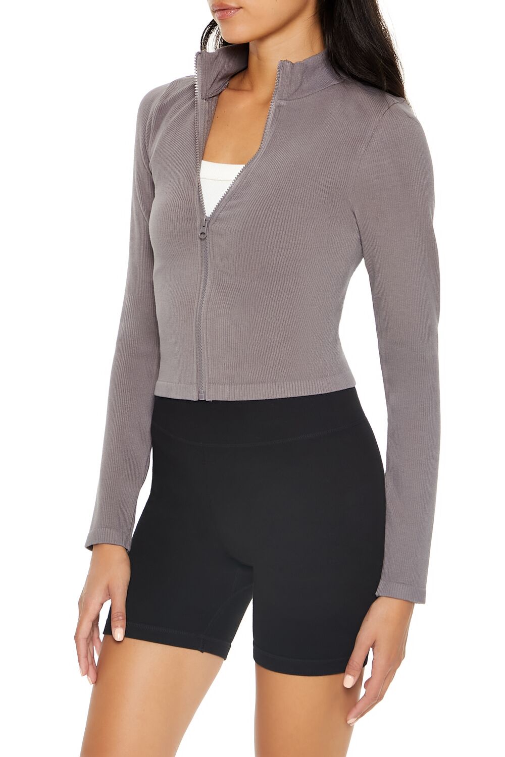 Seamless Ribbed Zip-Up Jacket