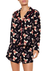 Teddy Bear Shirt & Shorts Pajama Set