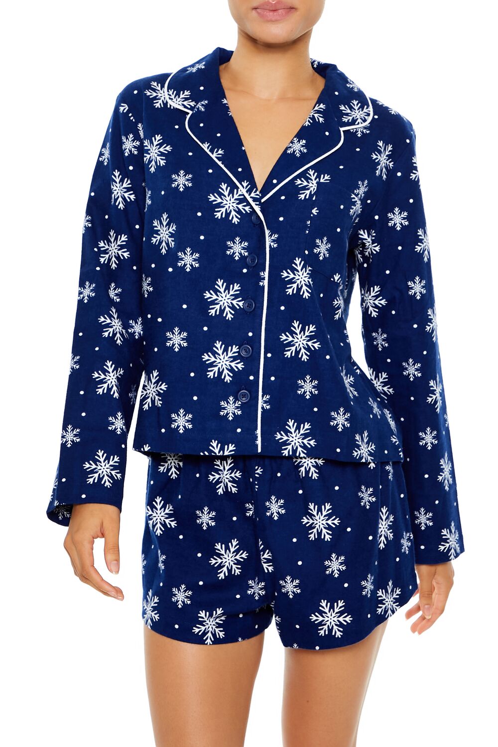 Snowflake Shirt & Shorts Pajama Set