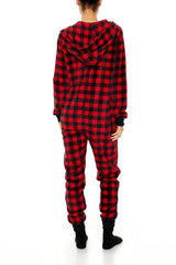 Fleece Plaid Pajama Jumpsuit