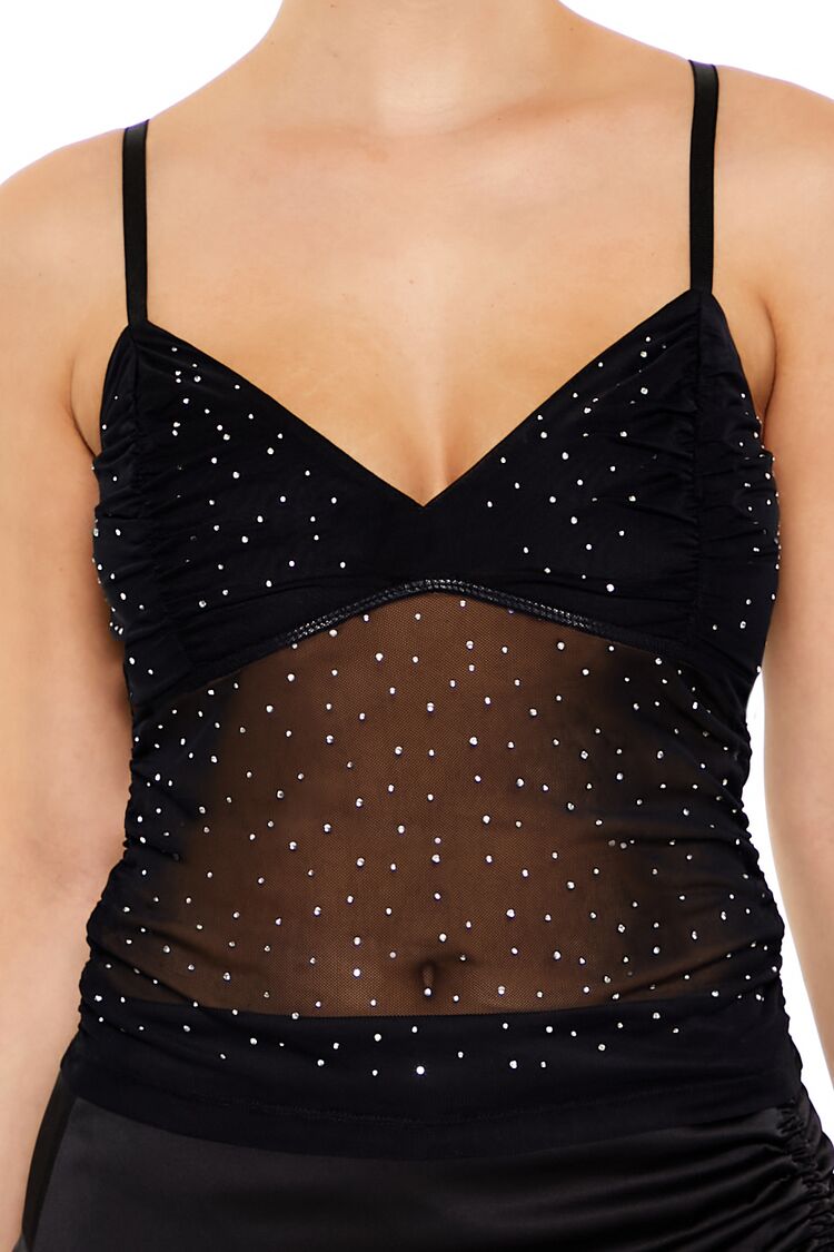Sheer Mesh Rhinestone Cami