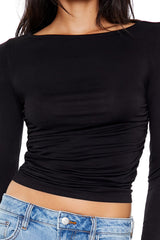 Ruched Boat Neck Top