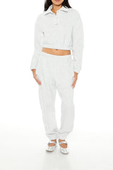 Cropped Fleece Rosette Pullover