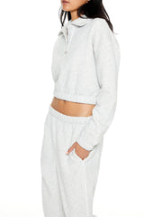 Cropped Fleece Rosette Pullover