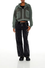 Fleece Colorblock Zip-Up Hoodie