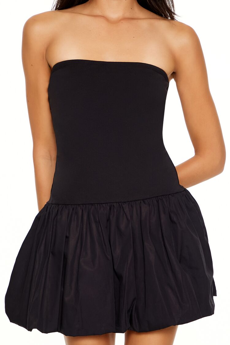 Strapless Bubble-Hem Mini Dress