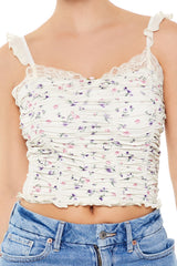 Floral Ruched Cropped Cami