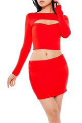 Cutout Crop Top & Mini Skirt Set