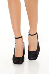 Rhinestone Faux Leather Pumps