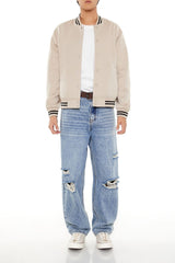 Varsity-Striped Bomber Jacket