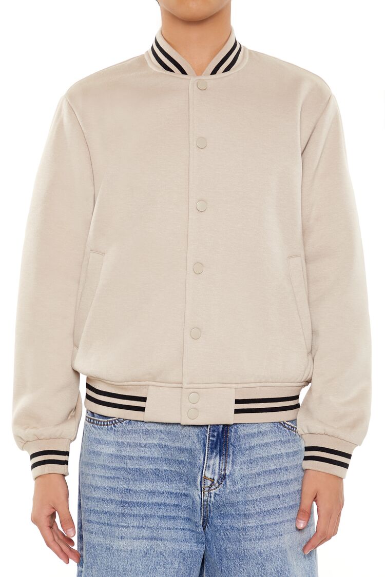 Varsity-Striped Bomber Jacket