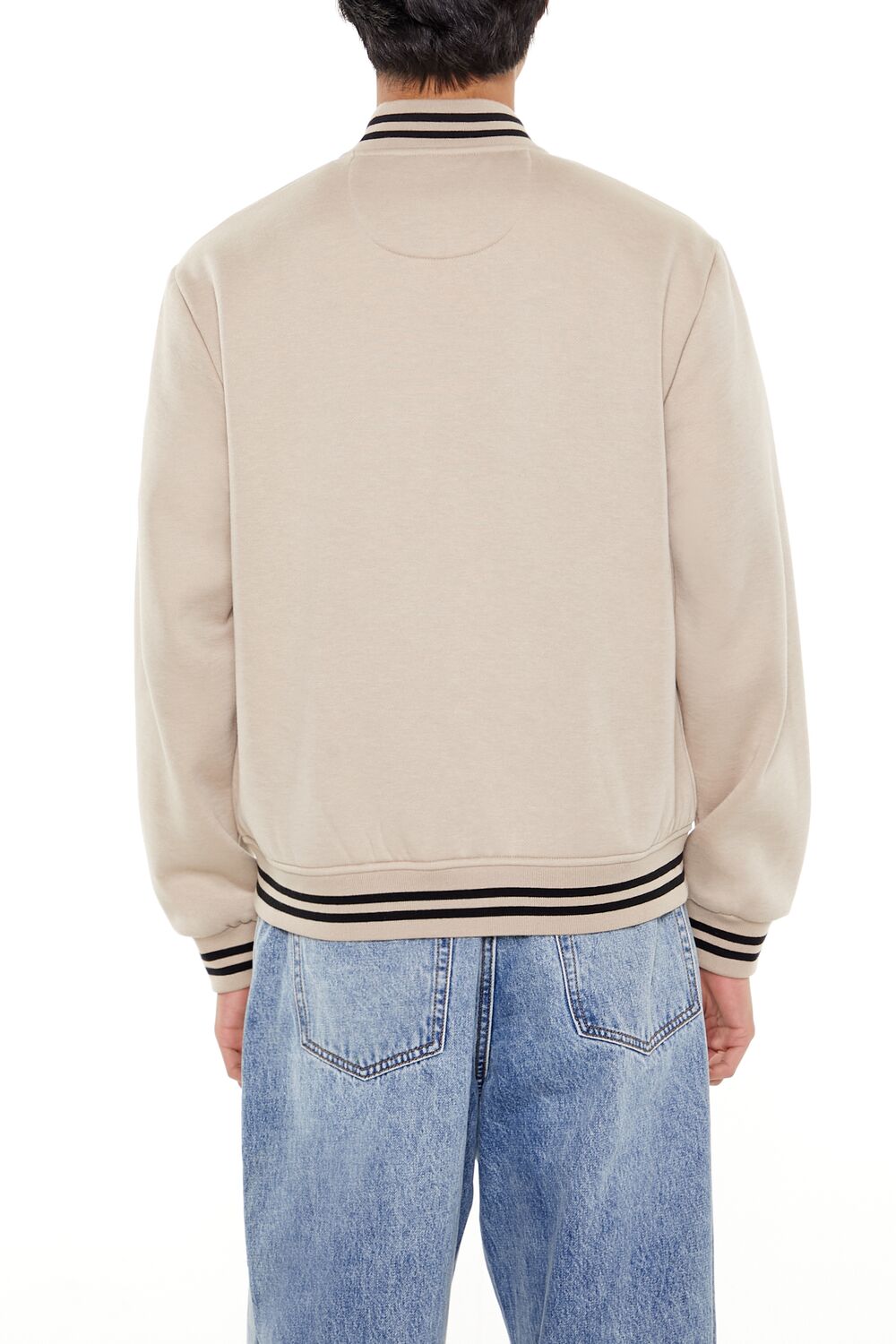 Varsity-Striped Bomber Jacket