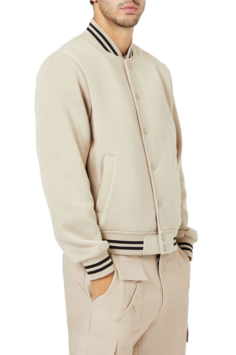 Varsity-Striped Bomber Jacket
