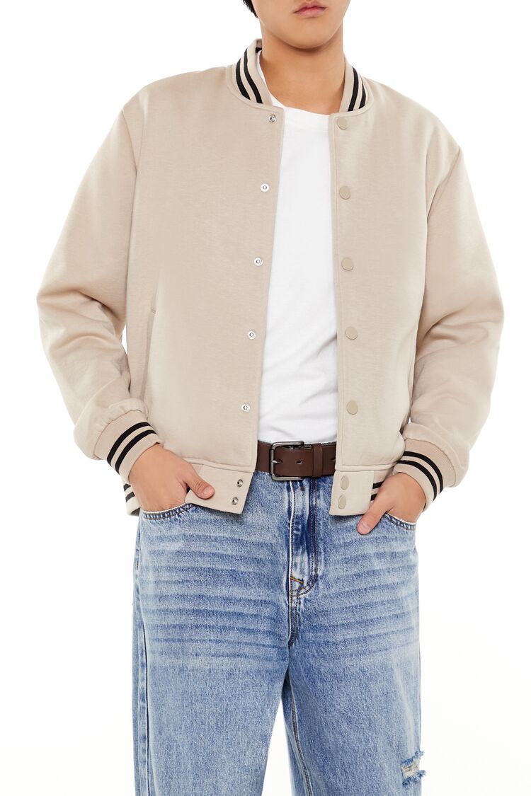 Varsity-Striped Bomber Jacket