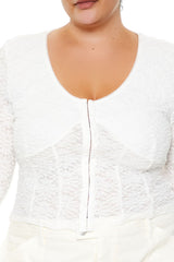 Plus Size Lace Zip-Up Top