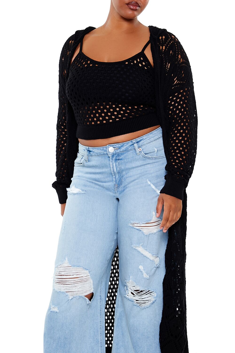 Plus Size Cami & Cardigan Sweater Set