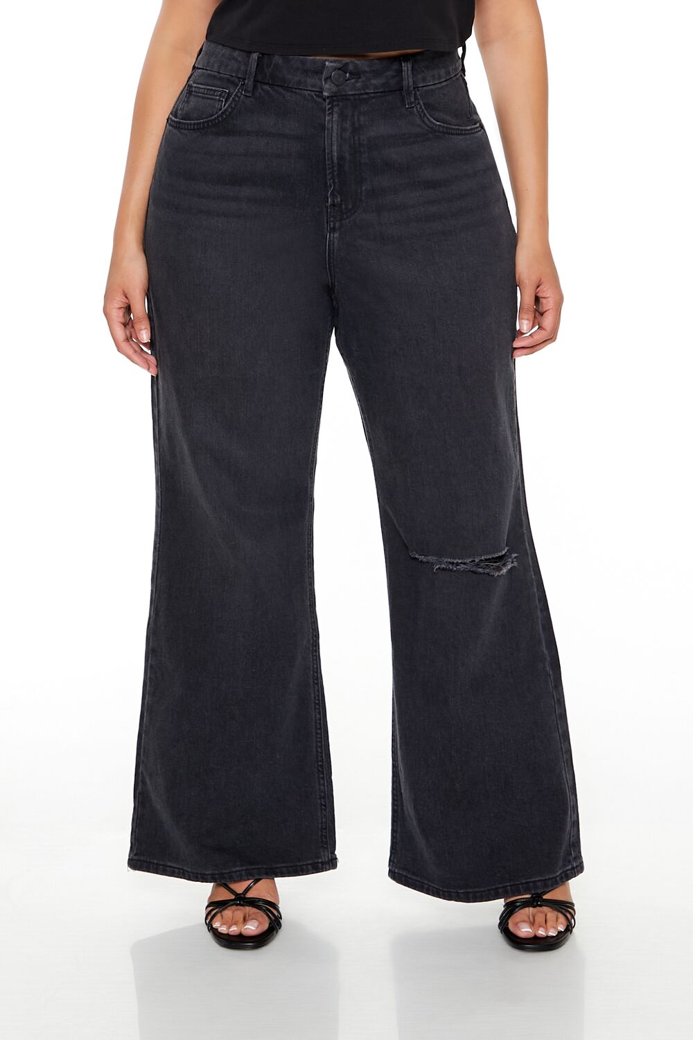 Plus Size Destroyed High-Rise Jeans