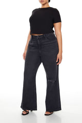 Plus Size Destroyed High-Rise Jeans