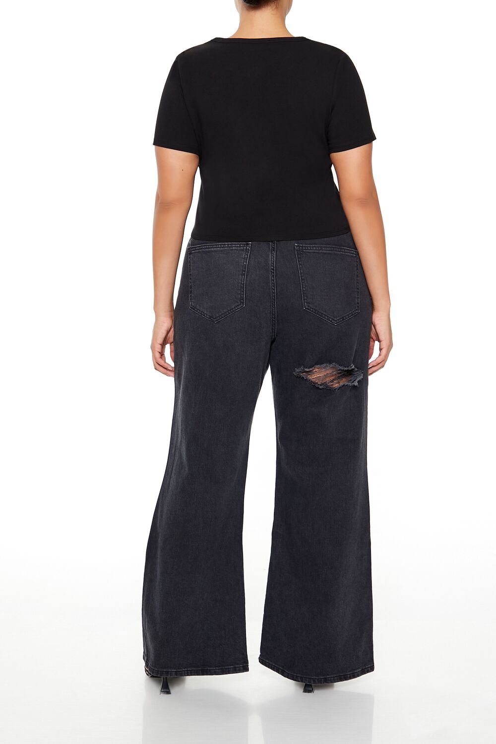 Plus Size Destroyed High-Rise Jeans