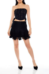 Lace Godet A-Line Mini Skirt