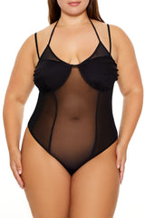 Plus Size Mesh Halter Bodysuit
